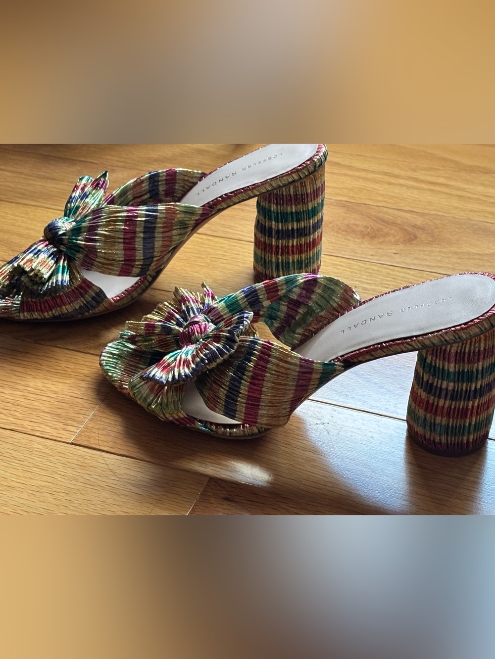 Loeffler Randall Penny Rainbow Metallic Bow Heels